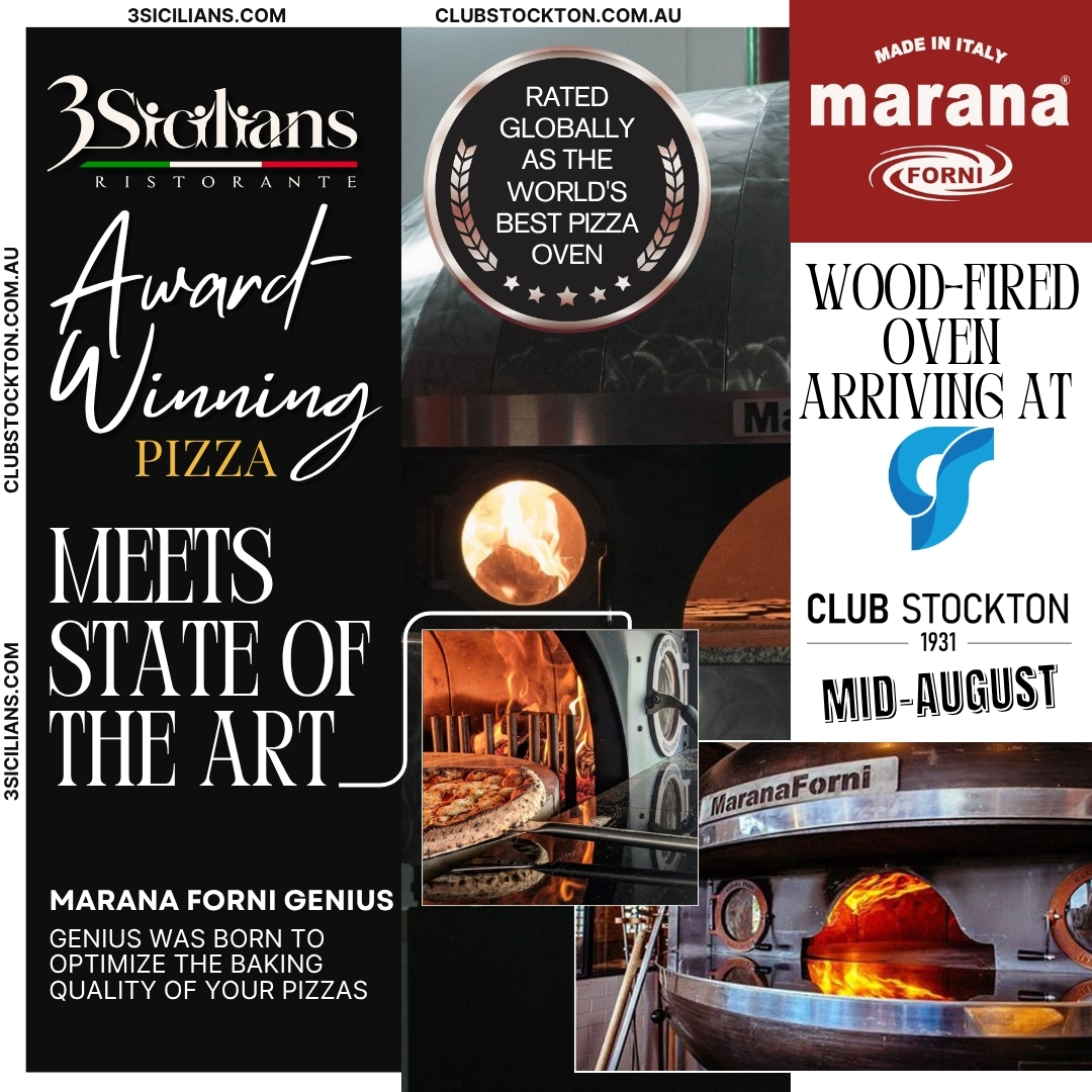 3Sicilians at Club Stockton Pizza Oven Arrival