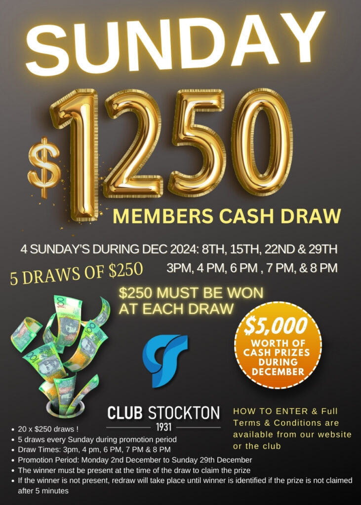 Sunday Members Cash Draw's Dec 2024